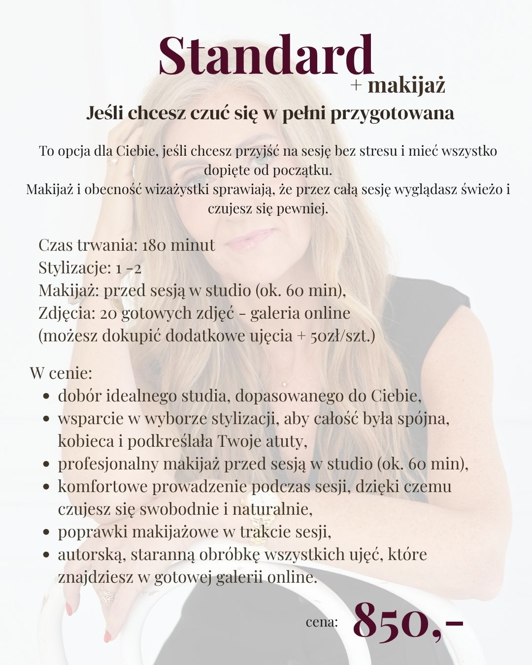 Pakiet standard z makijażem sesji kobiecej Poznań